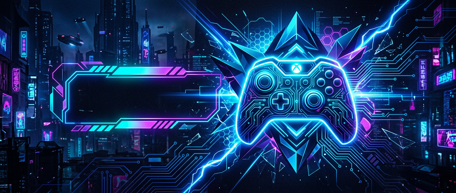 Banner futurista neon gamer