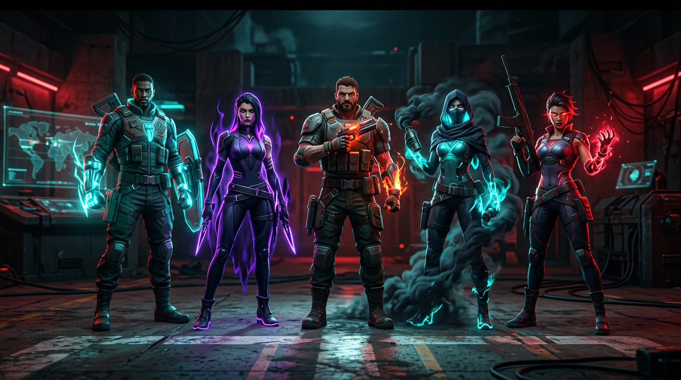 Time de agentes reunidos em formacao