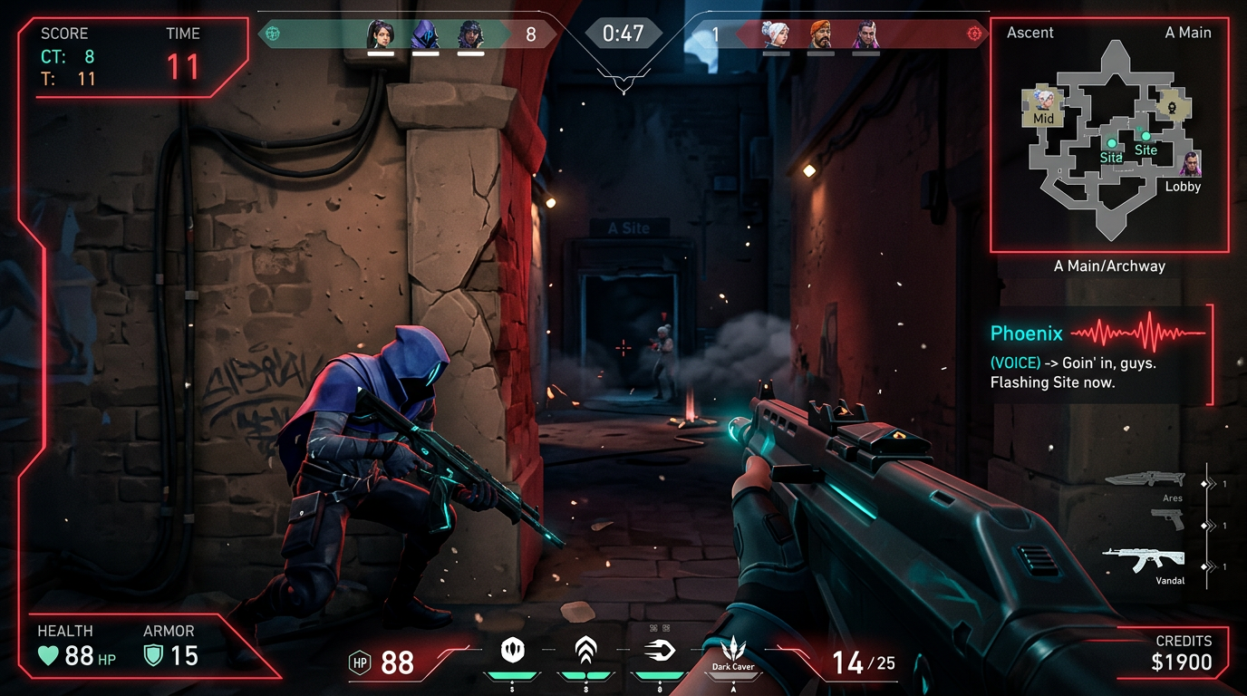 Agente em posicao tatica durante partida competitiva