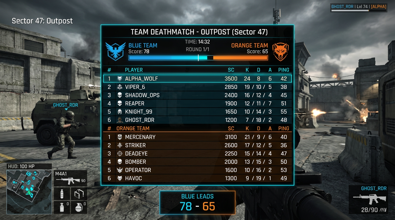 Placar multiplayer e estatisticas