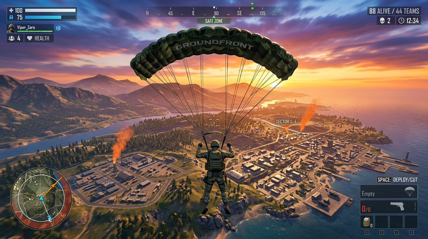 Modo Battle Royale com visao panoramica