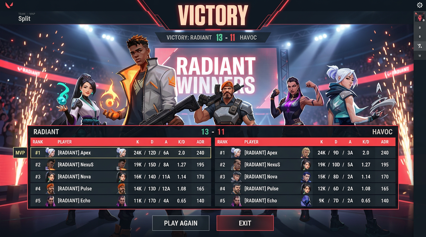 Tela de resultado final da partida